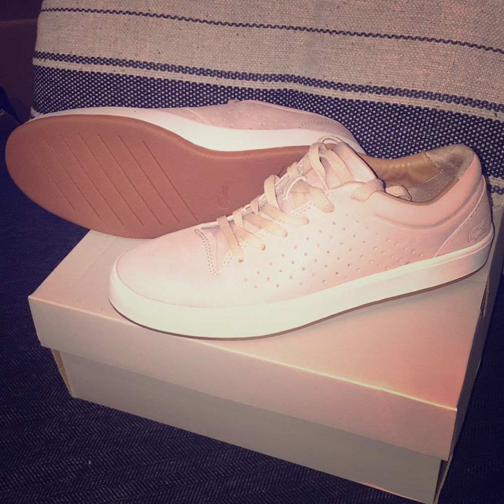 Lacoste pink leather tennis shoes